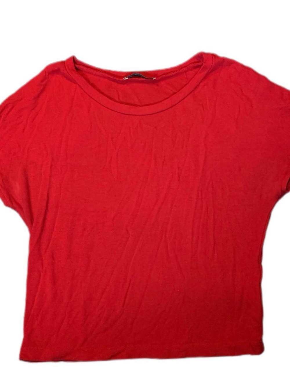 3/$30 Zara Red Short-Sleeve Crewneck Cropped Tee